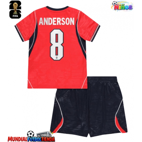 Camiseta Inglaterra Elliot Anderson #8 Segunda Equipación Replica Mundial 2026 para niños mangas cortas (+ Pantalones cortos)